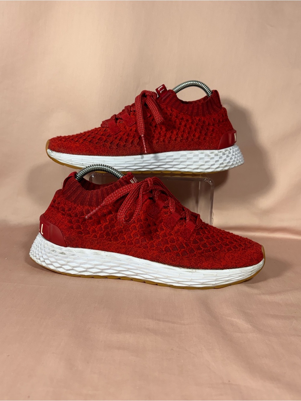 NOBULL Aspire/All Day Red Knit Unisex Runner Sneakers Size W's 7.5/M's 6